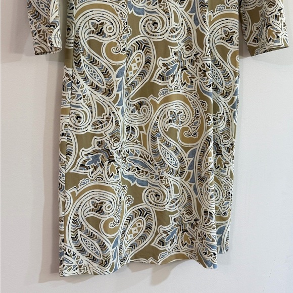 J. McLaughlin Carly Sheath Dress Catalina Cloth Preppy Taupe Paisley Sz Medium - Picture 9 of 12